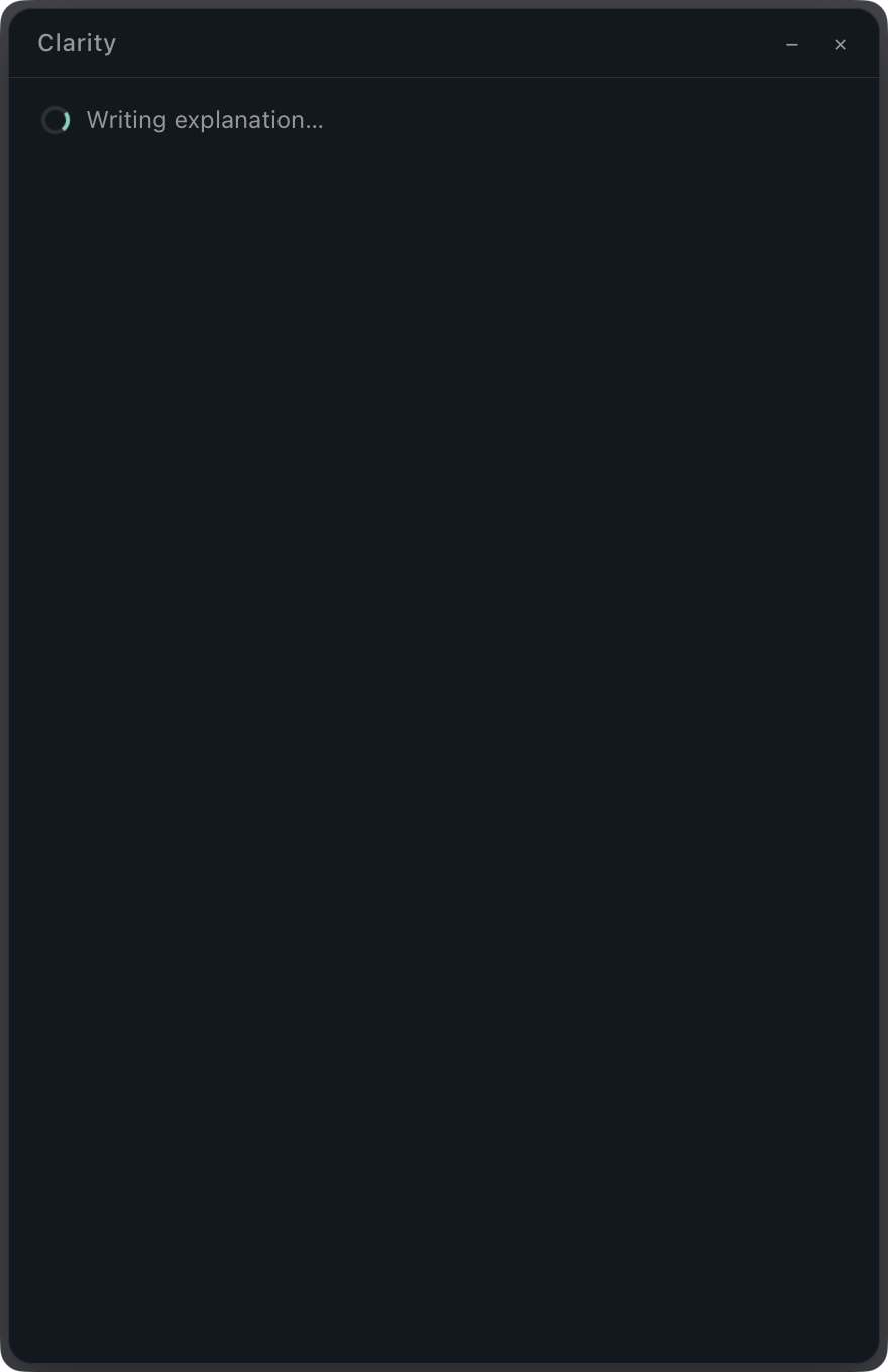 The result window: writing explanation
