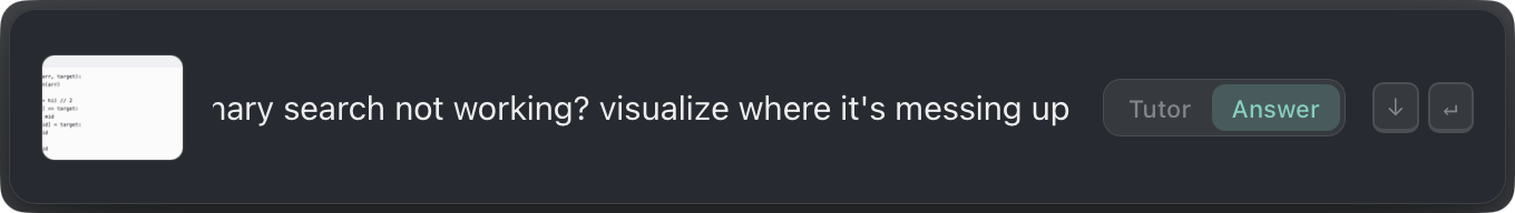 The Spotlight box with a question typed in